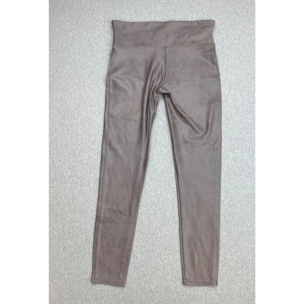 Spanx Leggings Womens XL Brown Faux Leather Shaping Stretch Waistband 29" Inseam - Picture 2 of 11